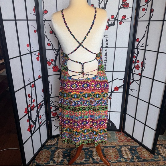 Nanette Lepore Sz Large Carnival Multicolor Summer Pocket Swim Cover Up Dress - Picture 5 of 14